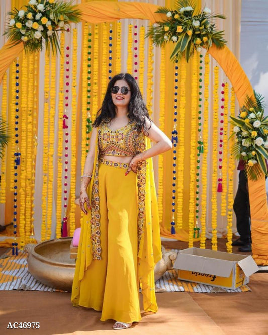 Haldi Rasam Special! Super Trending Lehenga with Embroidery Cording and Party Wear Shrug 🌼👗