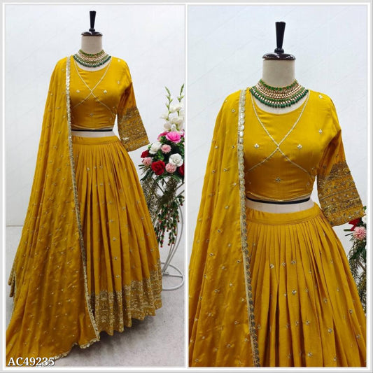 Heavy Slub-Satin Silk lehenga choli