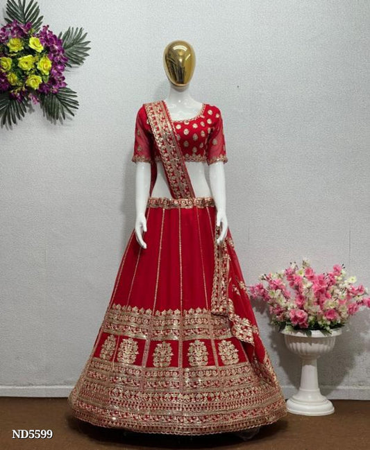 Bold Red Lehenga Choli Ensemble for Timeless Glamour