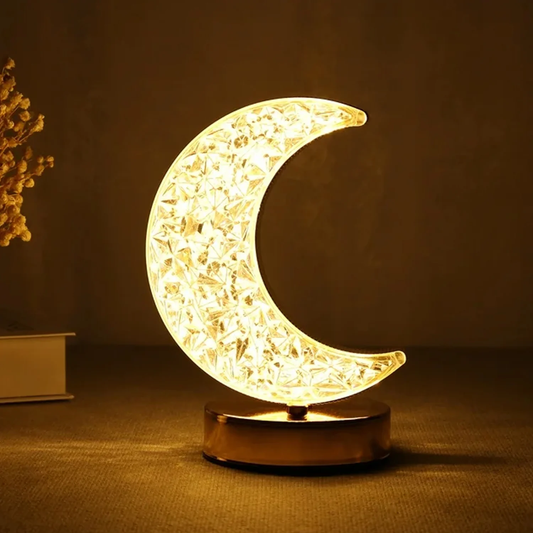 LunaGlow Crystal Table Lamp - Touch-Control Moon Shape Lamp